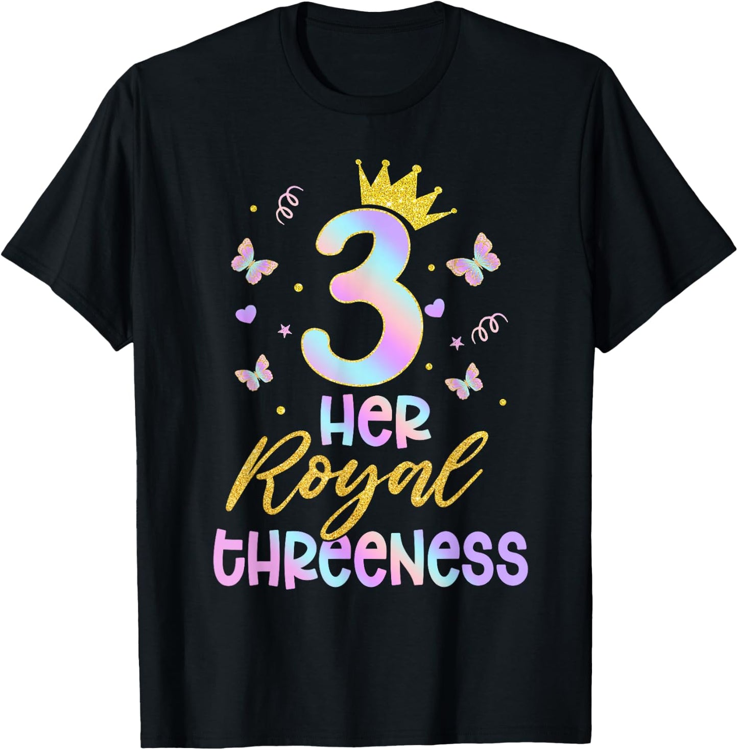 Her Royal Threeness Birthday Decorations 3rd Birthday Girl T-Shirt - T-Shirt | Black