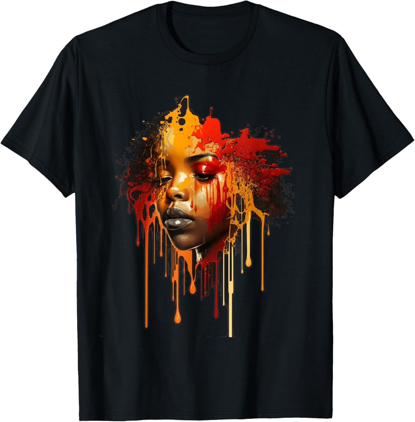Black Queen Melanin Dripping Art Black History T-Shirt - T-Shirt | Black