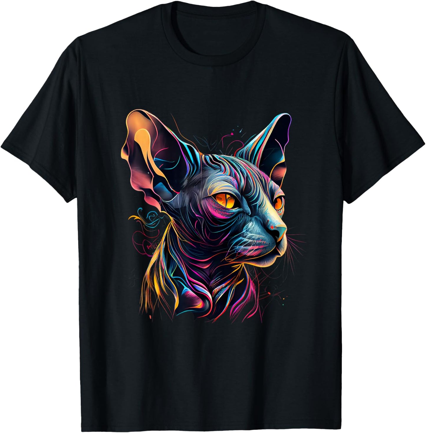 Sphynx Cat Lovers Colorful Pop Art Syphnx Cat Men Women Girls Kids T-Shirt - T-Shirt | Black