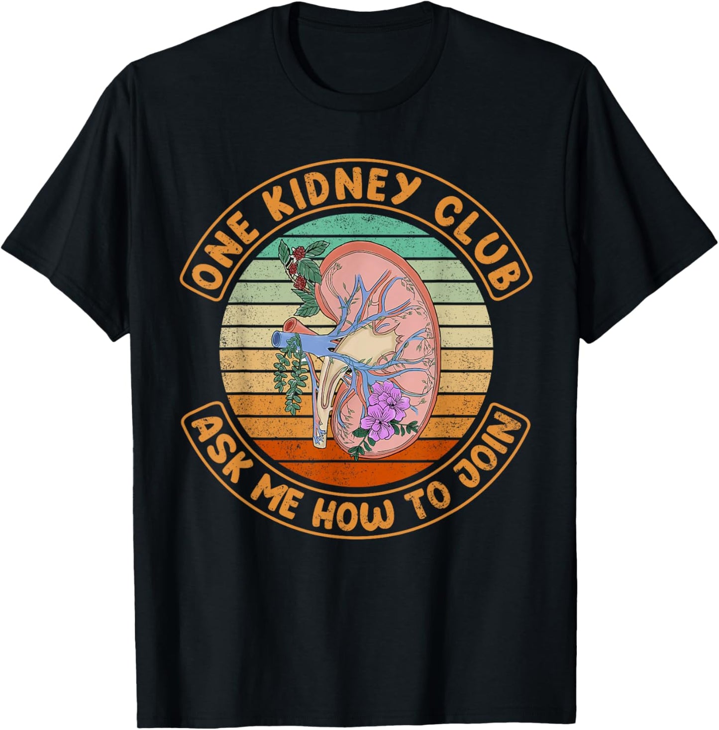 Vintage Funny Kidney Transplant One Kidney Club T-Shirt - T-Shirt | Black