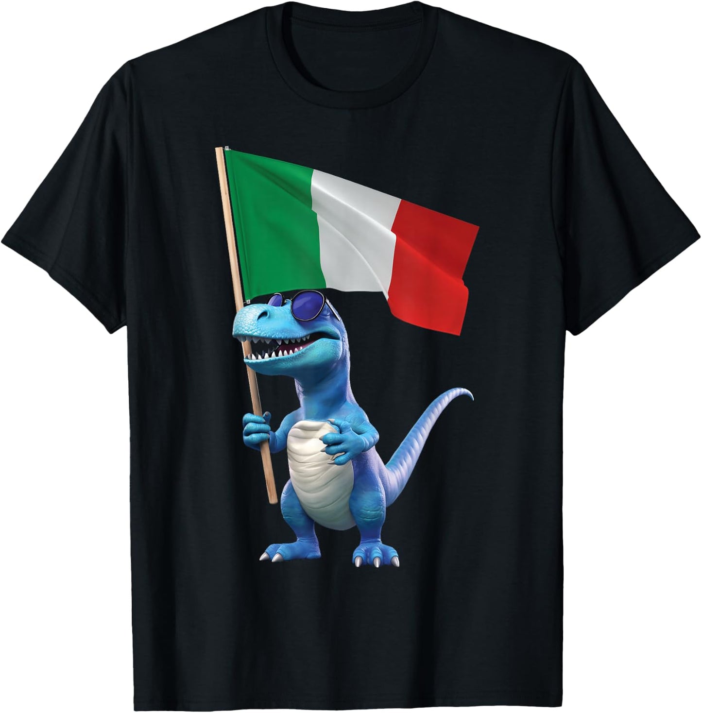 Italy Flag Dinosaur Italian Italia Rome Pizza Kids Trex T-Shirt - T-Shirt | Black
