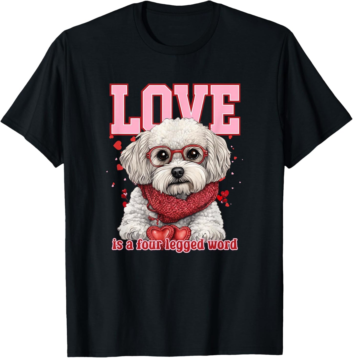 Cute Shichon ShihTzu Poodle Mix Fluffy Valentine Puppy T-Shirt - T-Shirt | Black