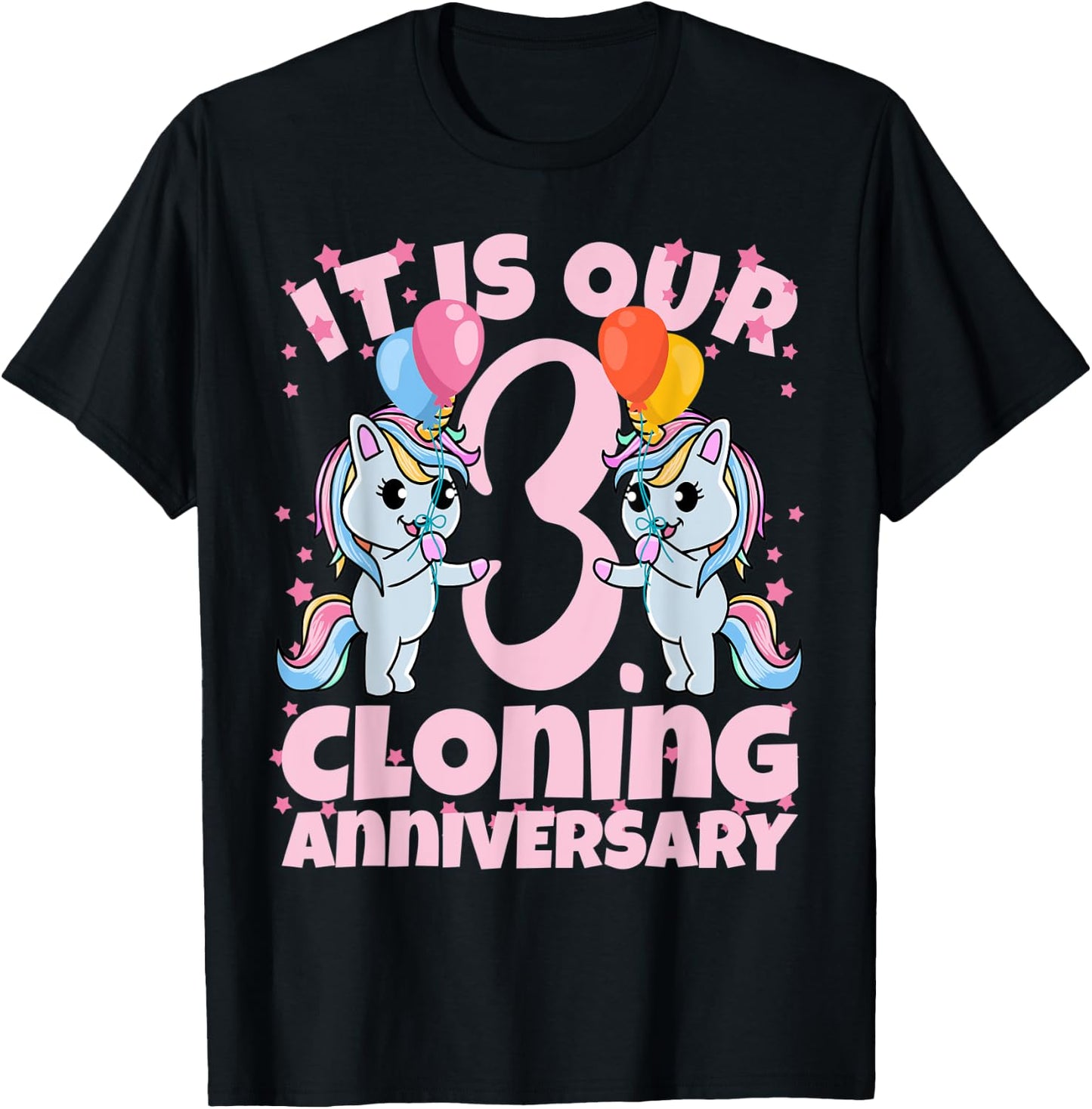 3rd Birthday Twins Girls Cloning Anniversary Sister Kids T-Shirt - T-Shirt | Black
