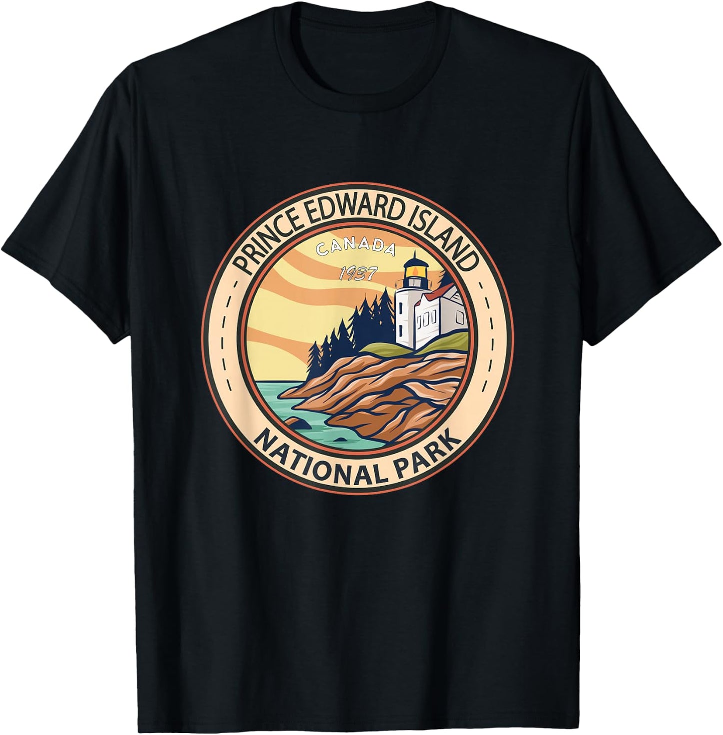 Prince Edward Island National Park Canada Vintage Emblem T-Shirt - T-Shirt | Black