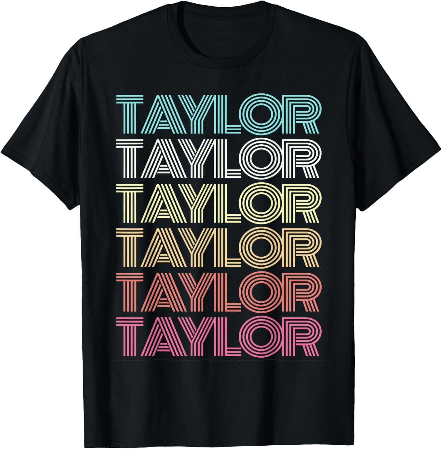 First Name Taylor Girl Boy Retro My Personalized Groovy 80's T-Shirt - T-Shirt | Black