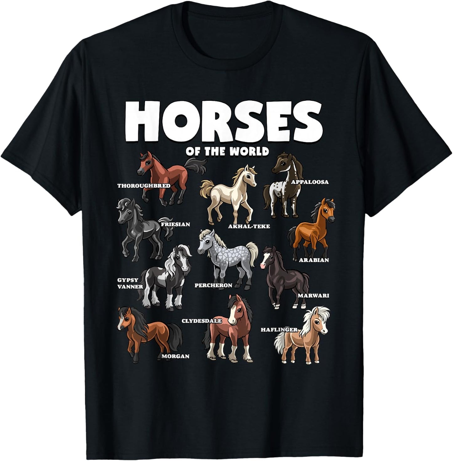 Horse Shirt Horses Animals of the World Horse Lover Cowboy T-Shirt - T-Shirt | Black