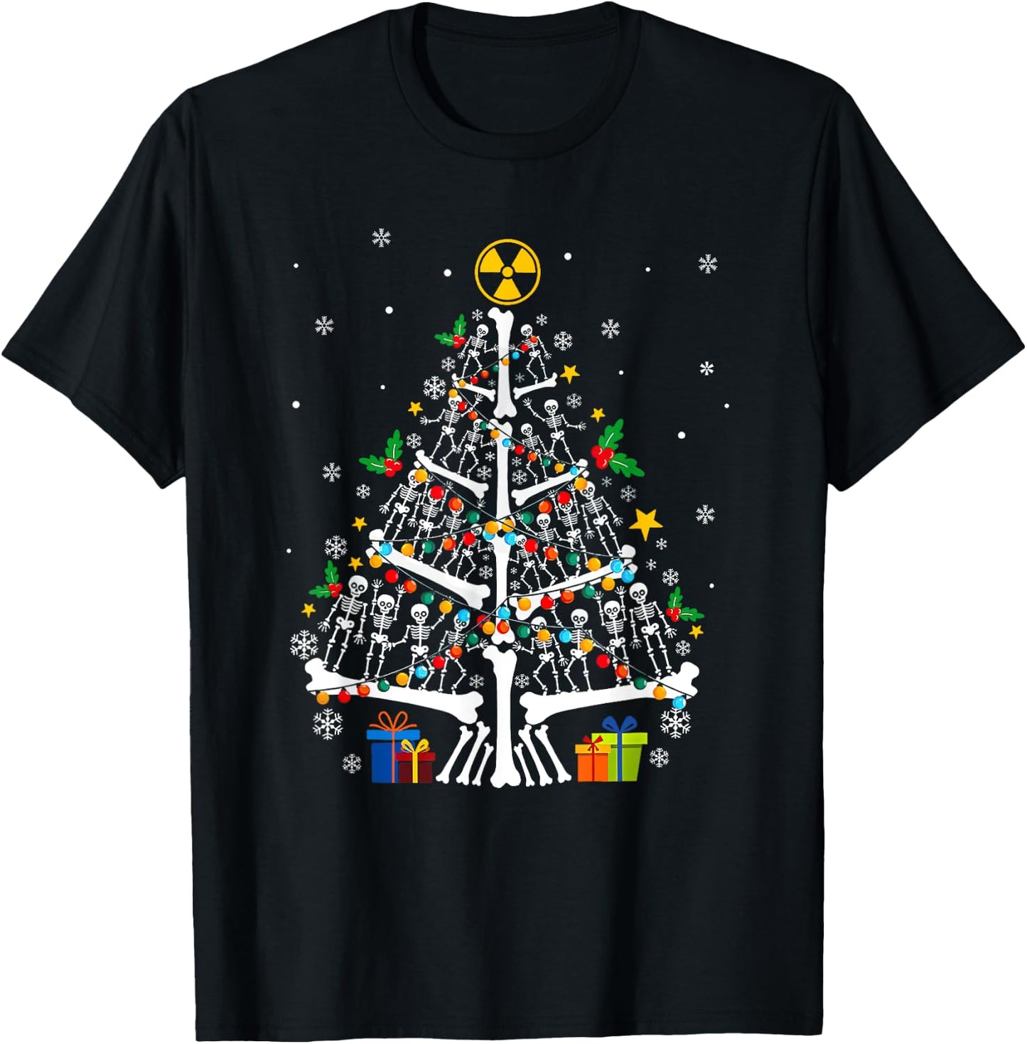 Radiology Christmas Skeleton Christmas Tree Xray Tech Radiol T-Shirt - T-Shirt | Black