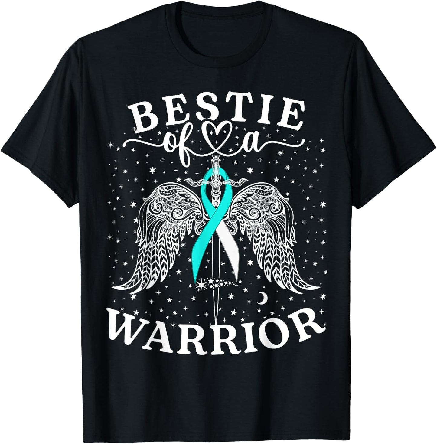Bestie Of A Warrior Cervical Cancer Awareness Support Squad T-Shirt - T-Shirt | Black