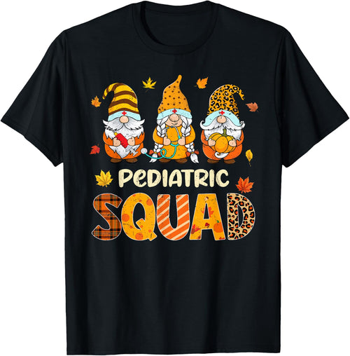 Pediatric Squad Cute Gnome Nurse Leopard Thanksgiving Fall