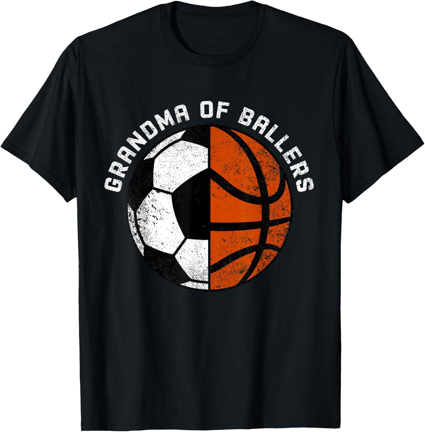 Grandma Of Ballers Funny Soccer Basketball Grandma T-Shirt - T-Shirt | Black