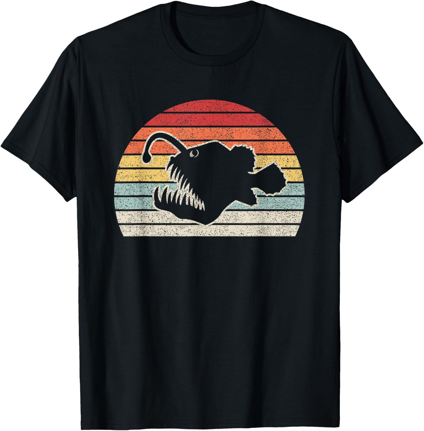 Vintage Retro Angler Fish T-Shirt - T-Shirt | Black