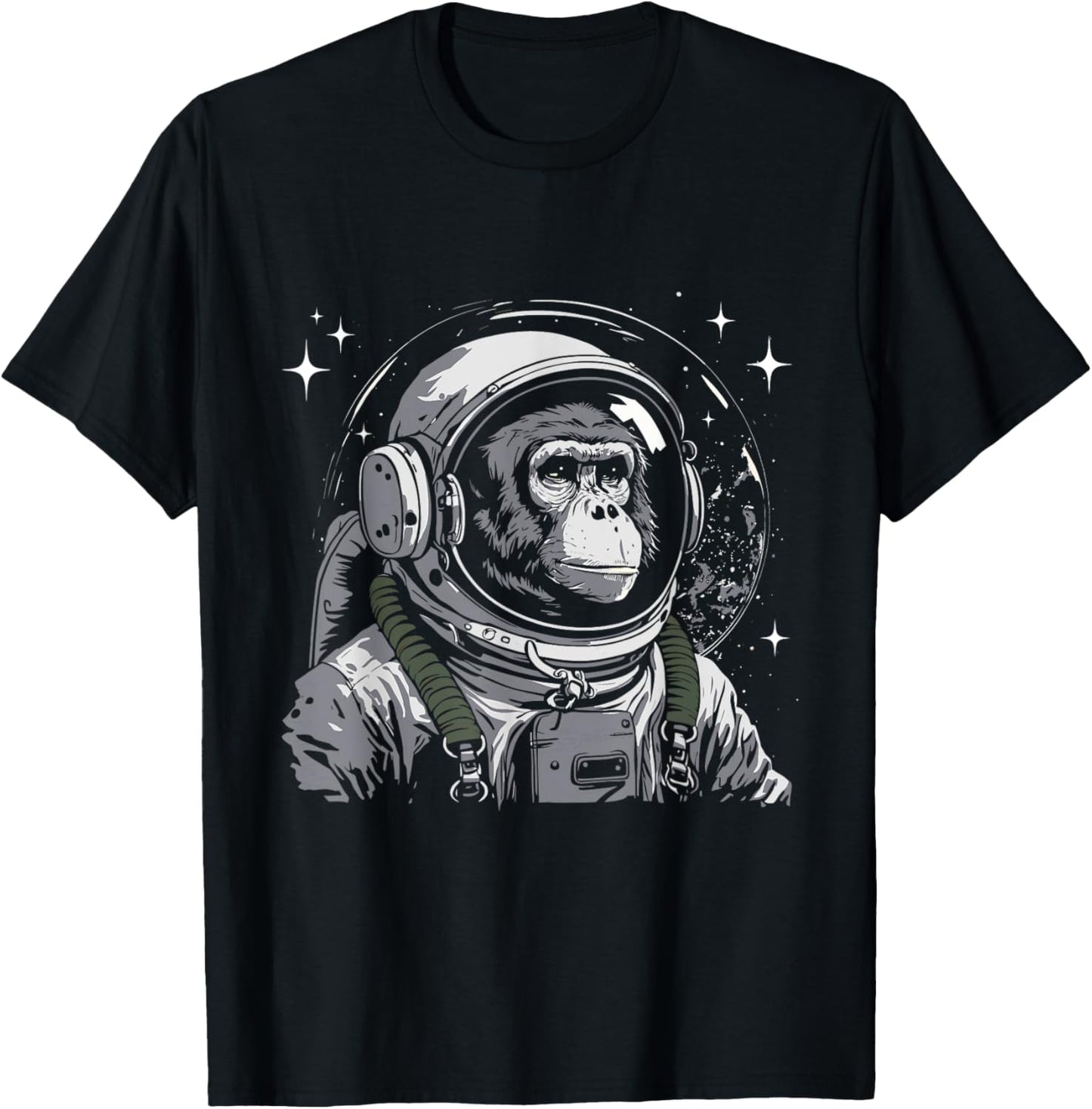 Vintage Astronaut Monkey - Primate Animal Lover Zookeeper T-Shirt - T-Shirt | Black