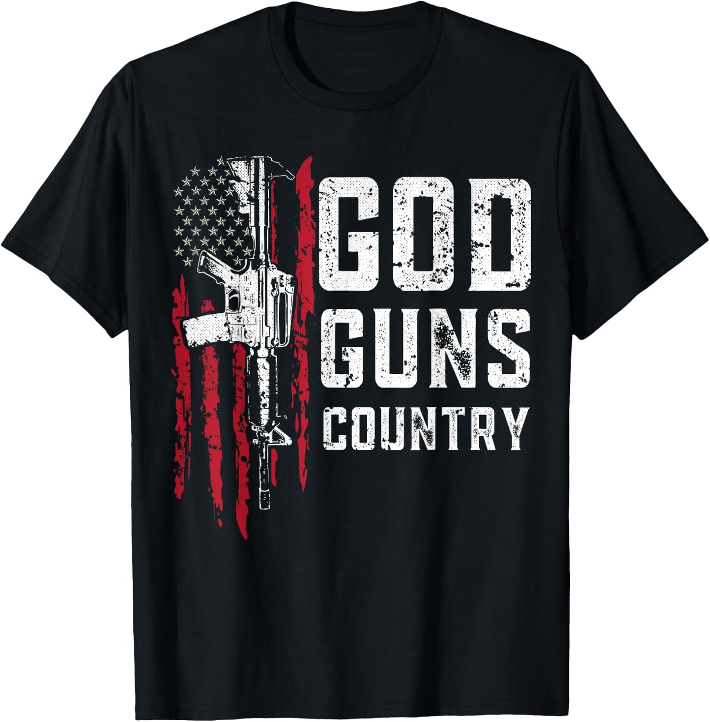 God Guns Country American Flag AR-15 Gun Veteran Women Kids Men T-Shirt - T-Shirt | Black