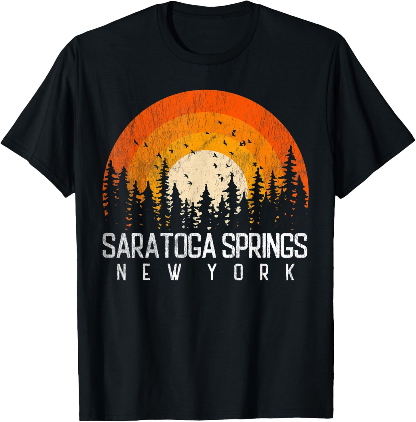 Saratoga Springs New York NY Shirt Retro Vintage 80s Gift T-Shirt - T-Shirt | Black