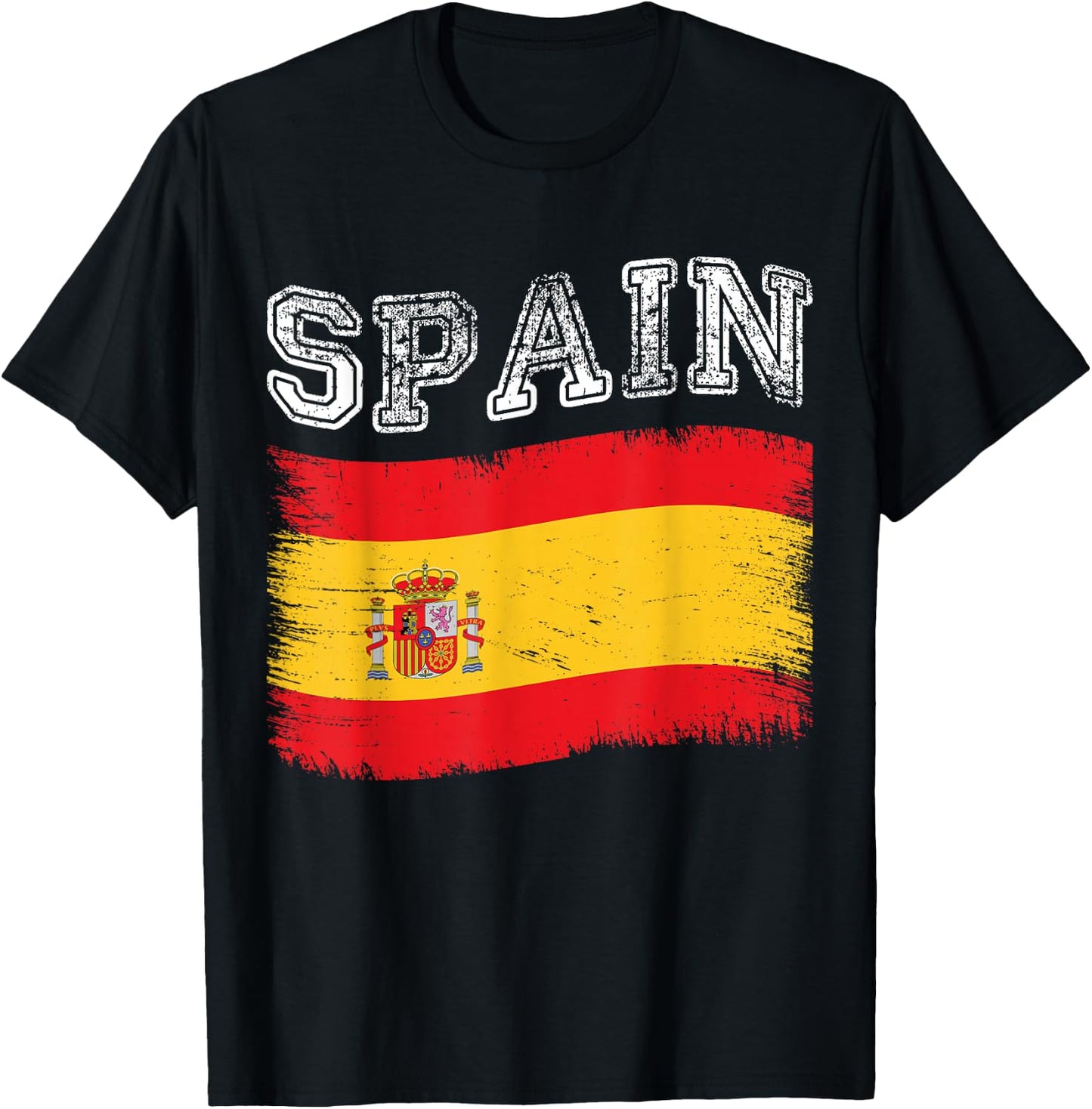 Spanish Flag Tourist Holiday Destination Spain Flag T-Shirt - T-Shirt | Black