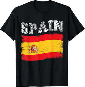 Spanish Flag Tourist Holiday Destination Spain Flag T-Shirt - T-Shirt | Black