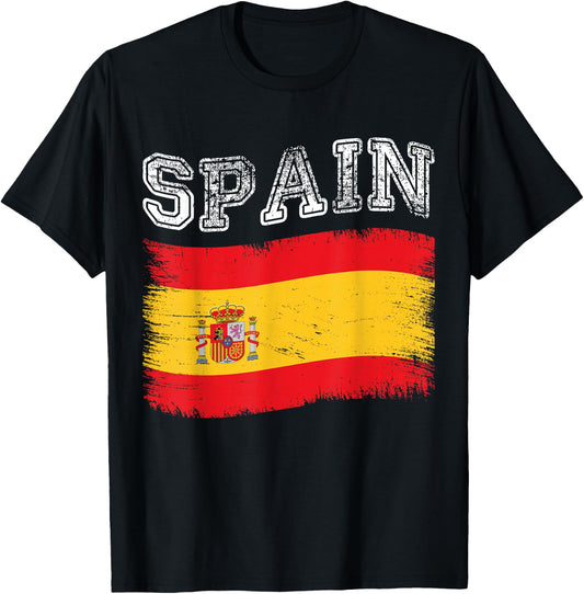 Spanish Flag Tourist Holiday Destination Spain Flag T-Shirt - T-Shirt | Black
