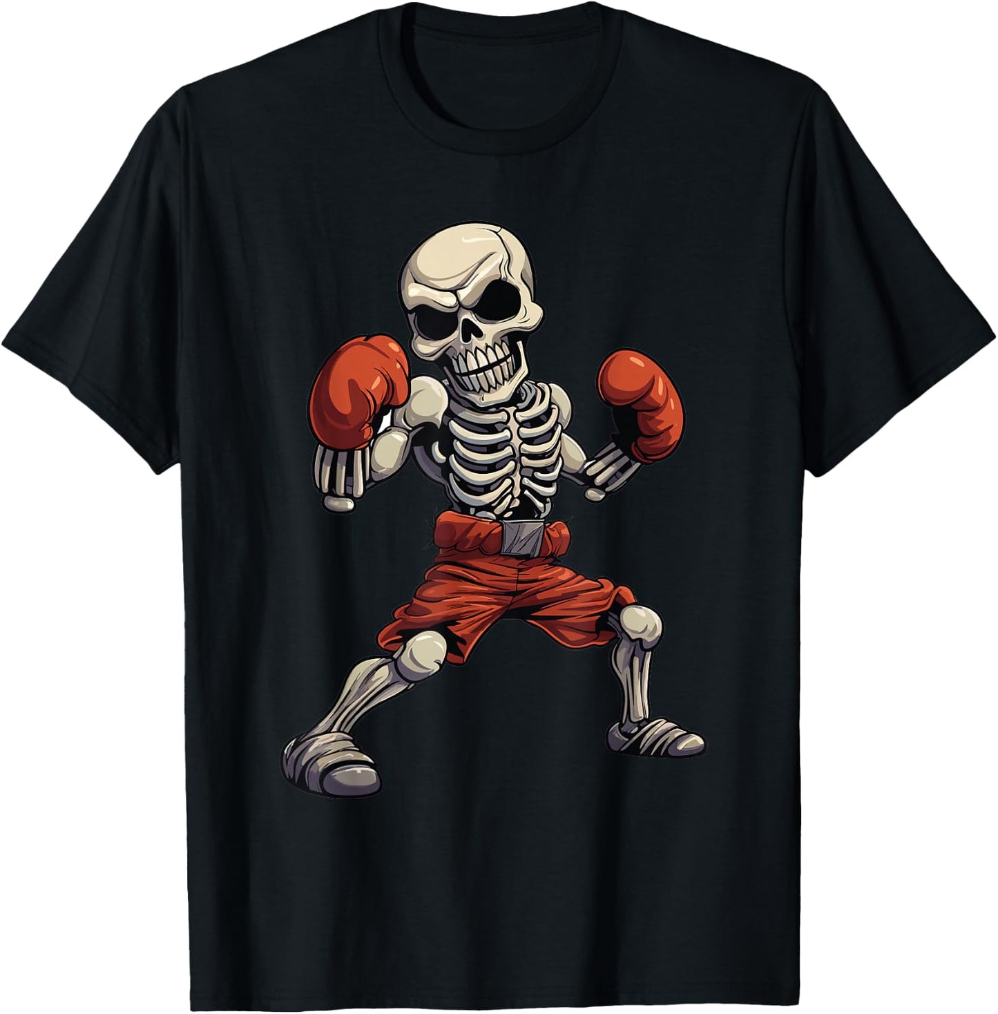 Kickboxing Skeleton Funny Kickboxer Boxing T-Shirt - T-Shirt | Black