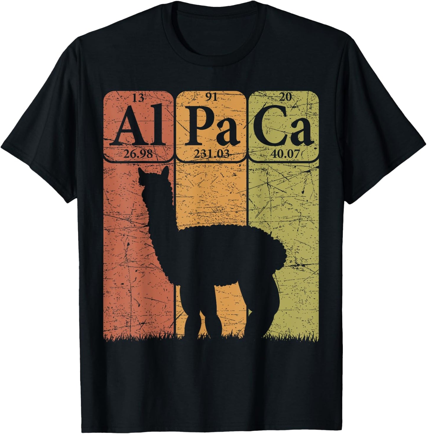Alpaca Periodic Table Elements Llama Alpaca Vintage T-Shirt - T-Shirt | Black