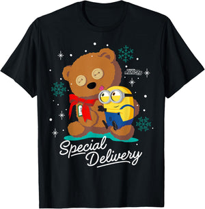 Minions Bob and Tim The Teddy Bear Holiday T-Shirt - T-Shirt | Black
