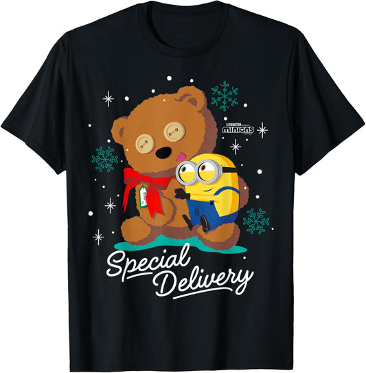 Minions Bob and Tim The Teddy Bear Holiday T-Shirt - T-Shirt | Black