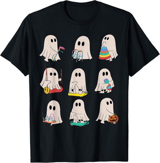 Occupational Therapy Halloween OT Ghost Boo Speech Therapy T-Shirt - T-Shirt | Black