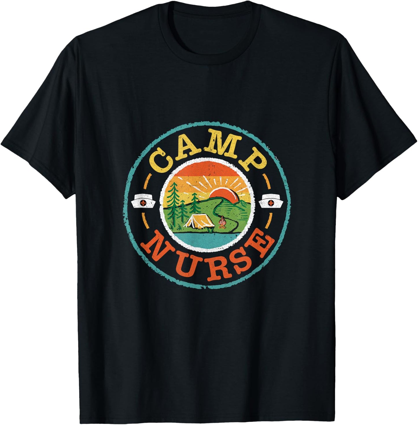 Camp Nurse Camping Nursing Registered Nurse Camper T-Shirt - T-Shirt | Black