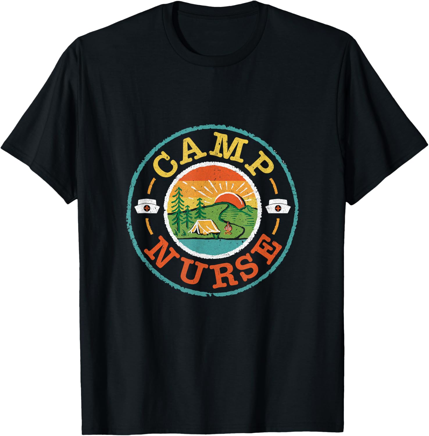 Camp Nurse Camping Nursing Registered Nurse Camper T-Shirt - T-Shirt | Black