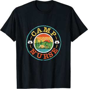 Camp Nurse Camping Nursing Registered Nurse Camper T-Shirt - T-Shirt | Black