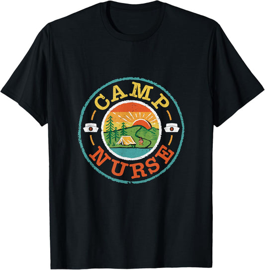 Camp Nurse Camping Nursing Registered Nurse Camper T-Shirt - T-Shirt | Black