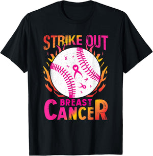 Strike Out Breast Cancer - Baseball Pink Ribbon Awareness T-Shirt - T-Shirt | Black