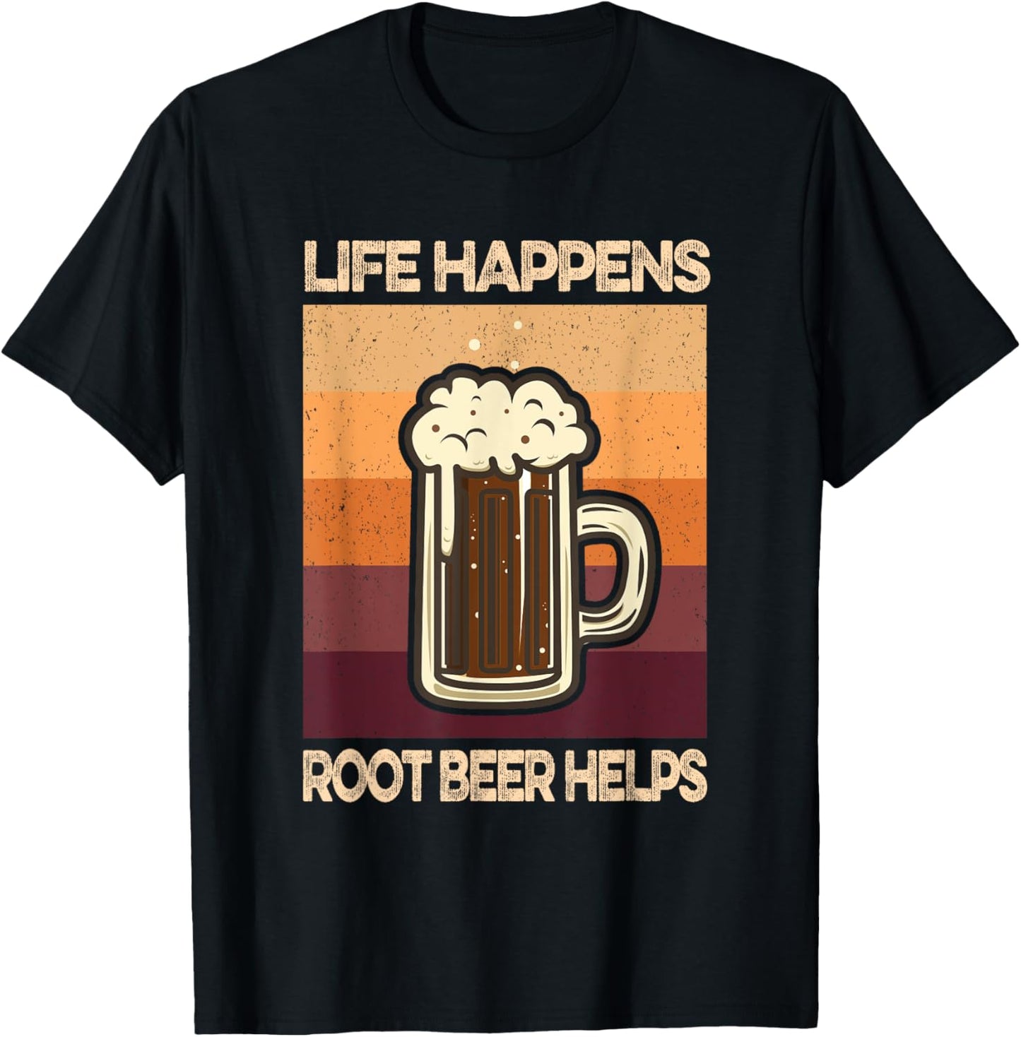 Root Beer Lovers Life Happens Root Beer Helps T-Shirt - T-Shirt | Black