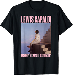 Lewis Capaldi – Album Photo On Heather Blue T-Shirt - T-Shirt | Black