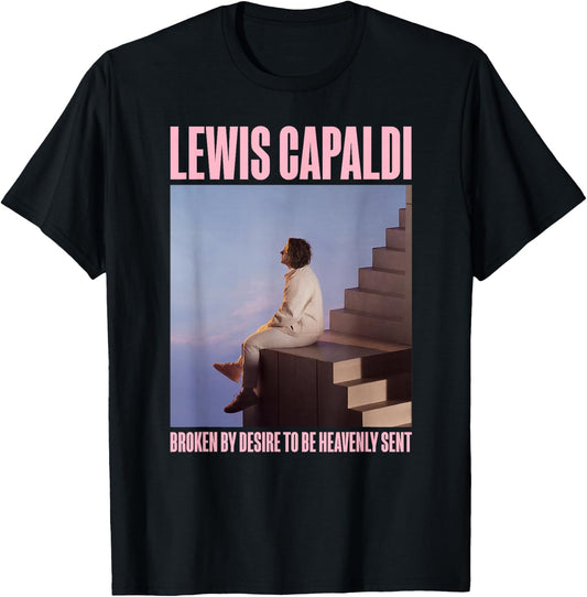 Lewis Capaldi – Album Photo On Heather Blue T-Shirt - T-Shirt | Black