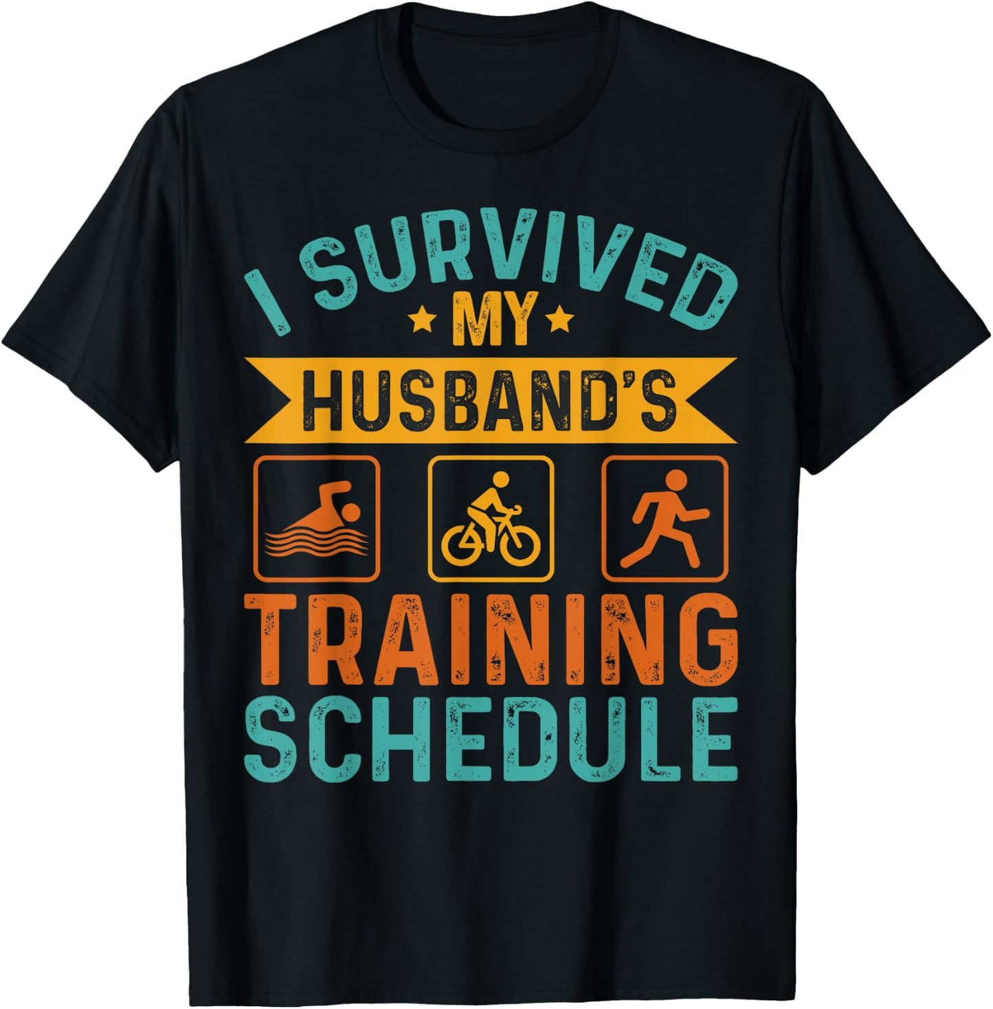 I Survived My Husband's Training Schedule Triathlon Women T-Shirt - T-Shirt | Black