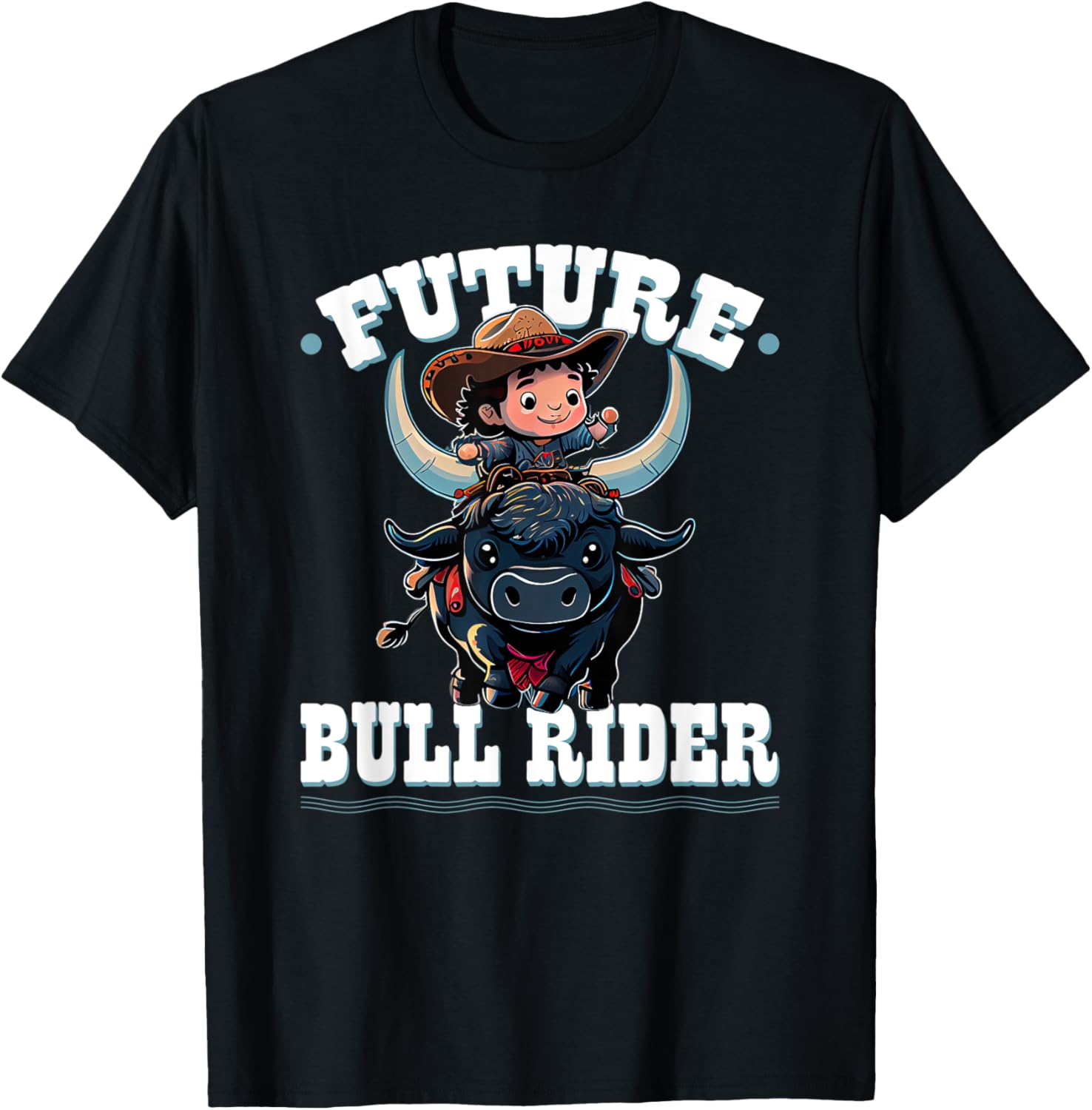Future Bull Rider, Bull Riding Cowboy Rodeo Boy Kids T-Shirt - T-Shirt | Black