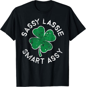 Sassy Lassie Smart Assy Lucky Clover St. Patrick's Day T-Shirt - T-Shirt | Black