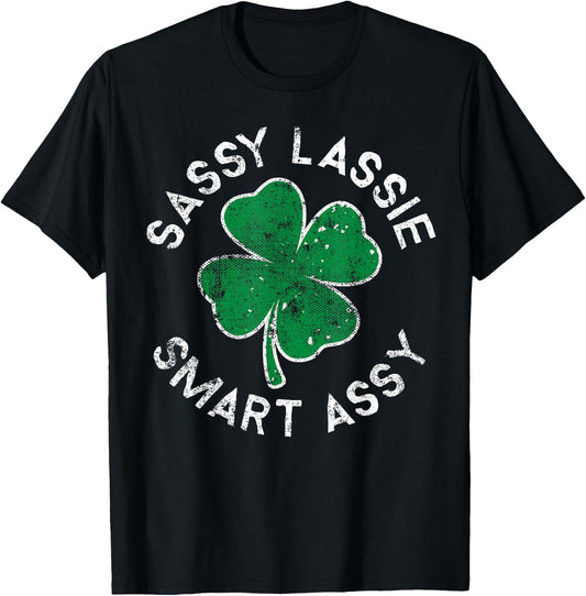 Sassy Lassie Smart Assy Lucky Clover St. Patrick's Day T-Shirt - T-Shirt | Black