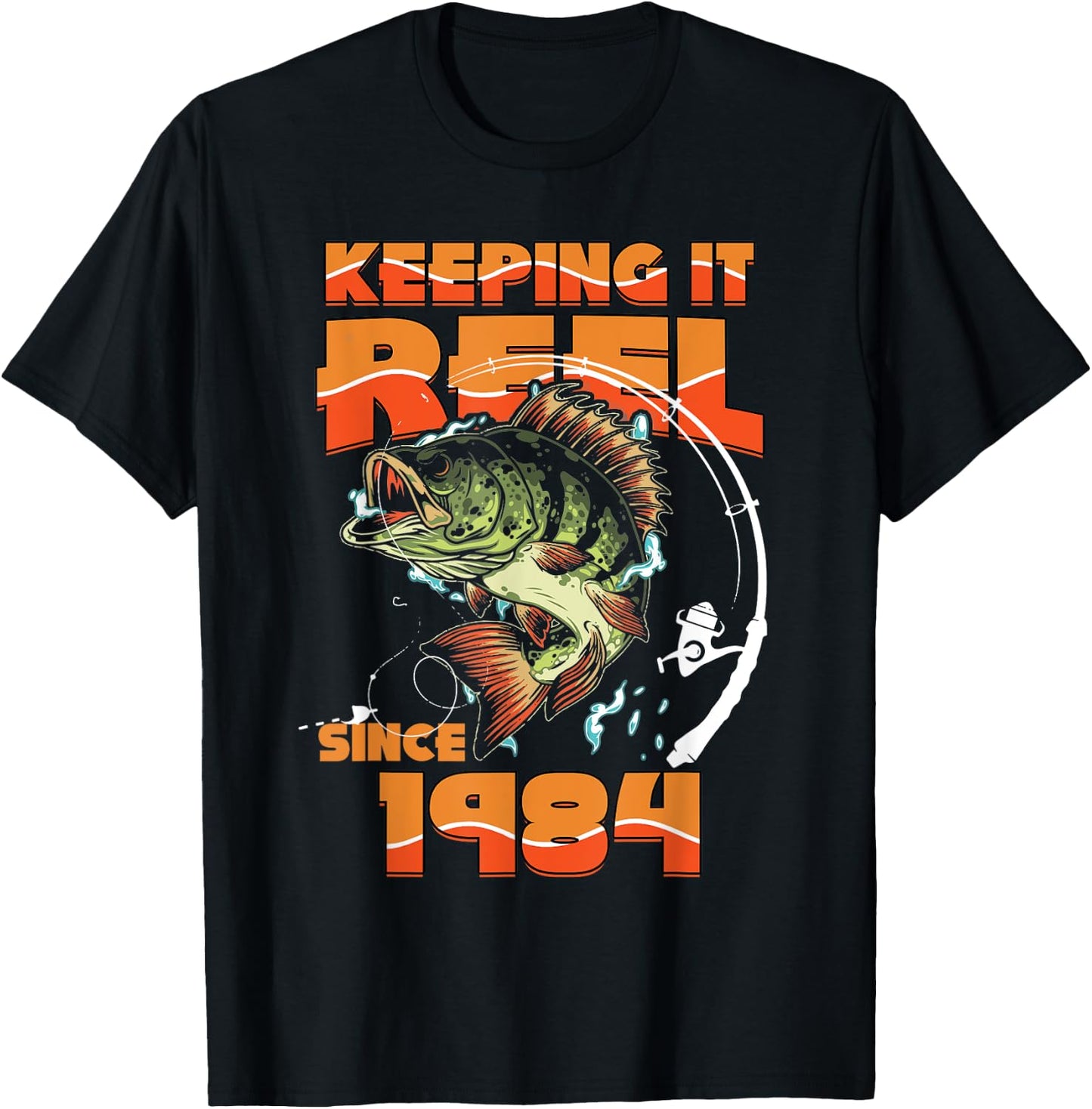 Keeping It Reel Since 1984 Fishing Lovers 41st Birthday T-Shirt - T-Shirt | Black