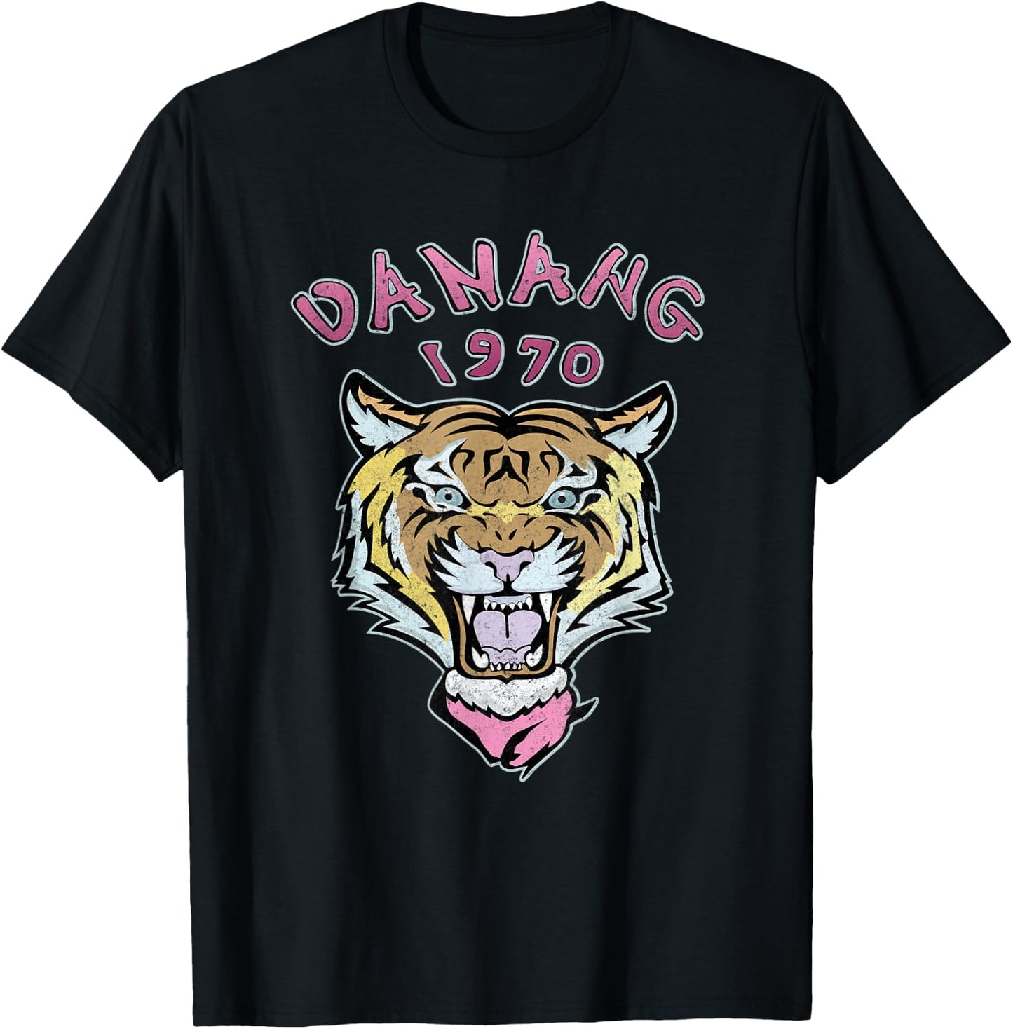 Tiger, Vintage Danang 1970 retro tiger worn effect, team T-Shirt - T-Shirt | Black
