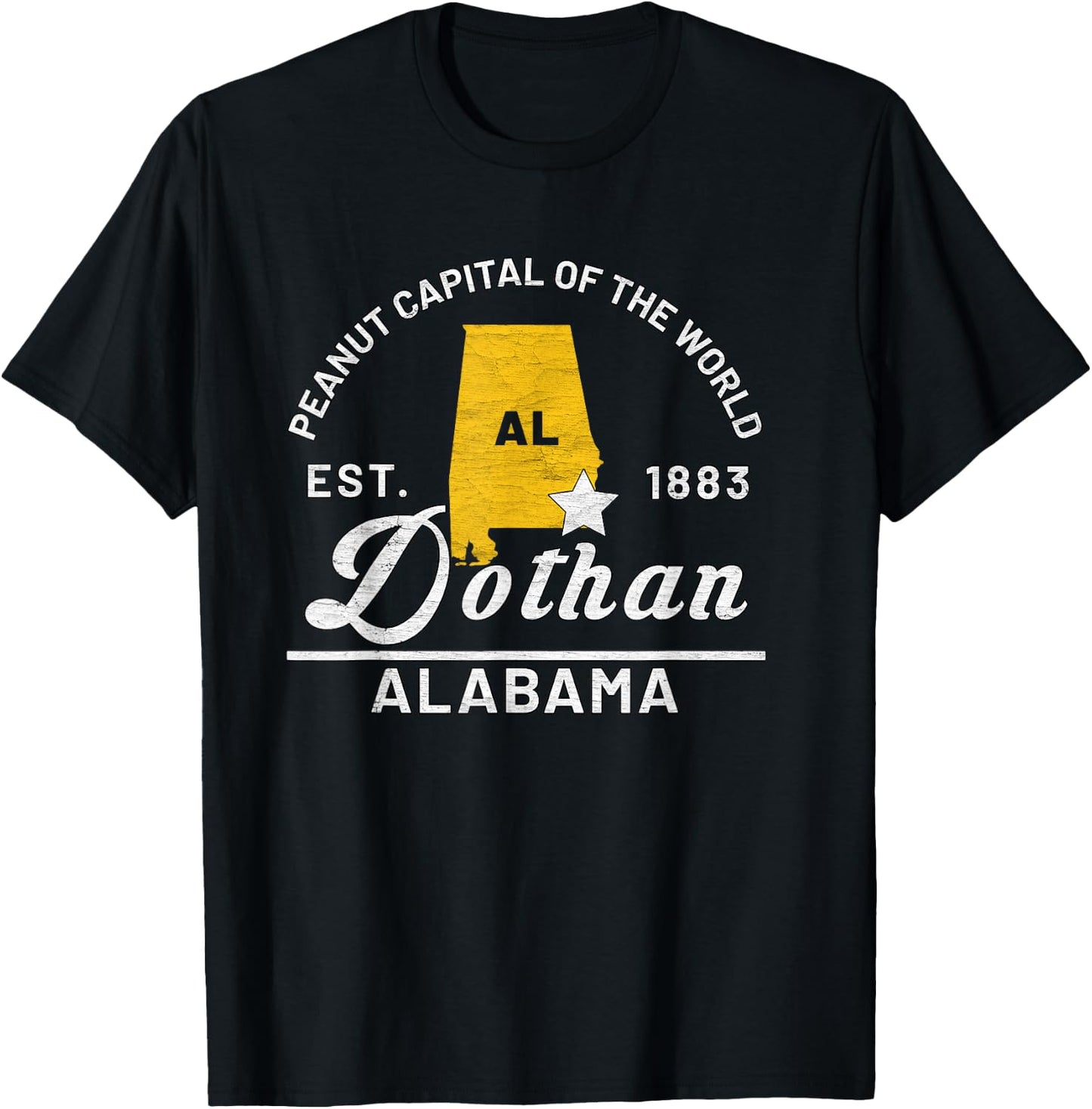 Dothan Alabama Al Vintage Peanut Capital of the World Gift T-Shirt - T-Shirt | Black