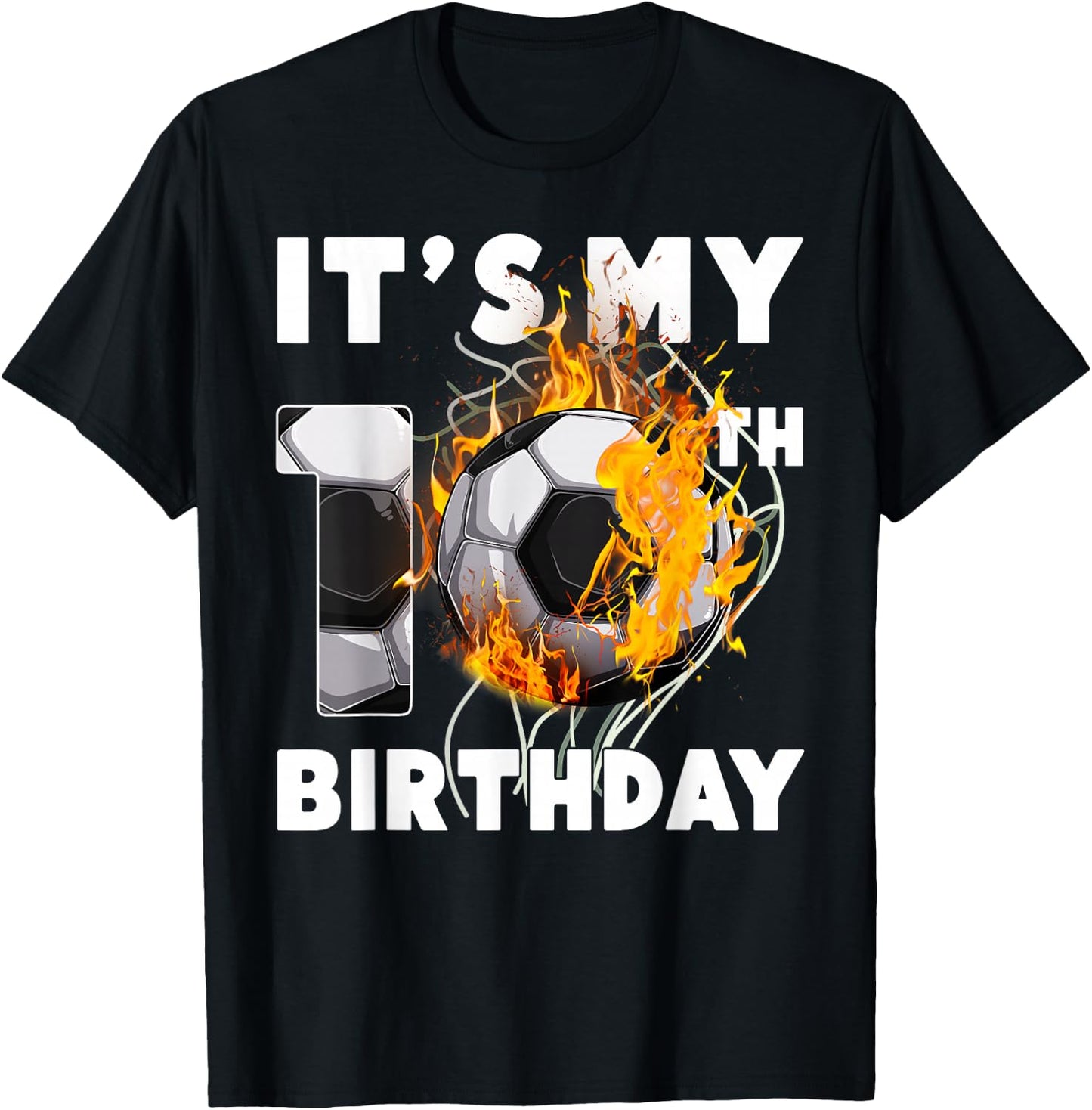 Funny It's My 10th Birthday 10 Years Old Soccer Ball Boys T-Shirt - T-Shirt | Black