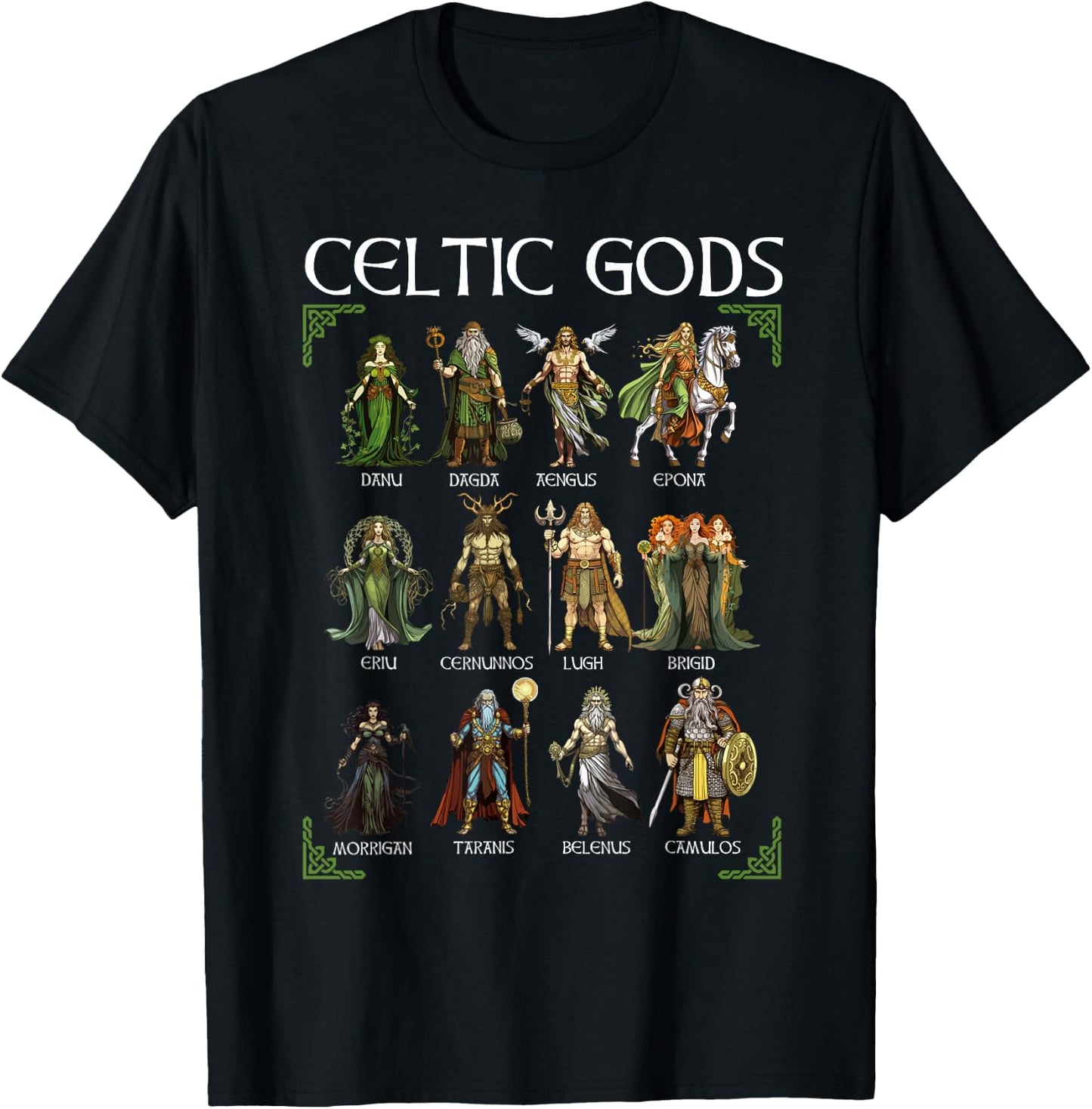 Celtic Mythology Gods Norse Viking Warriors Irish Scotish T-Shirt - T-Shirt | Black