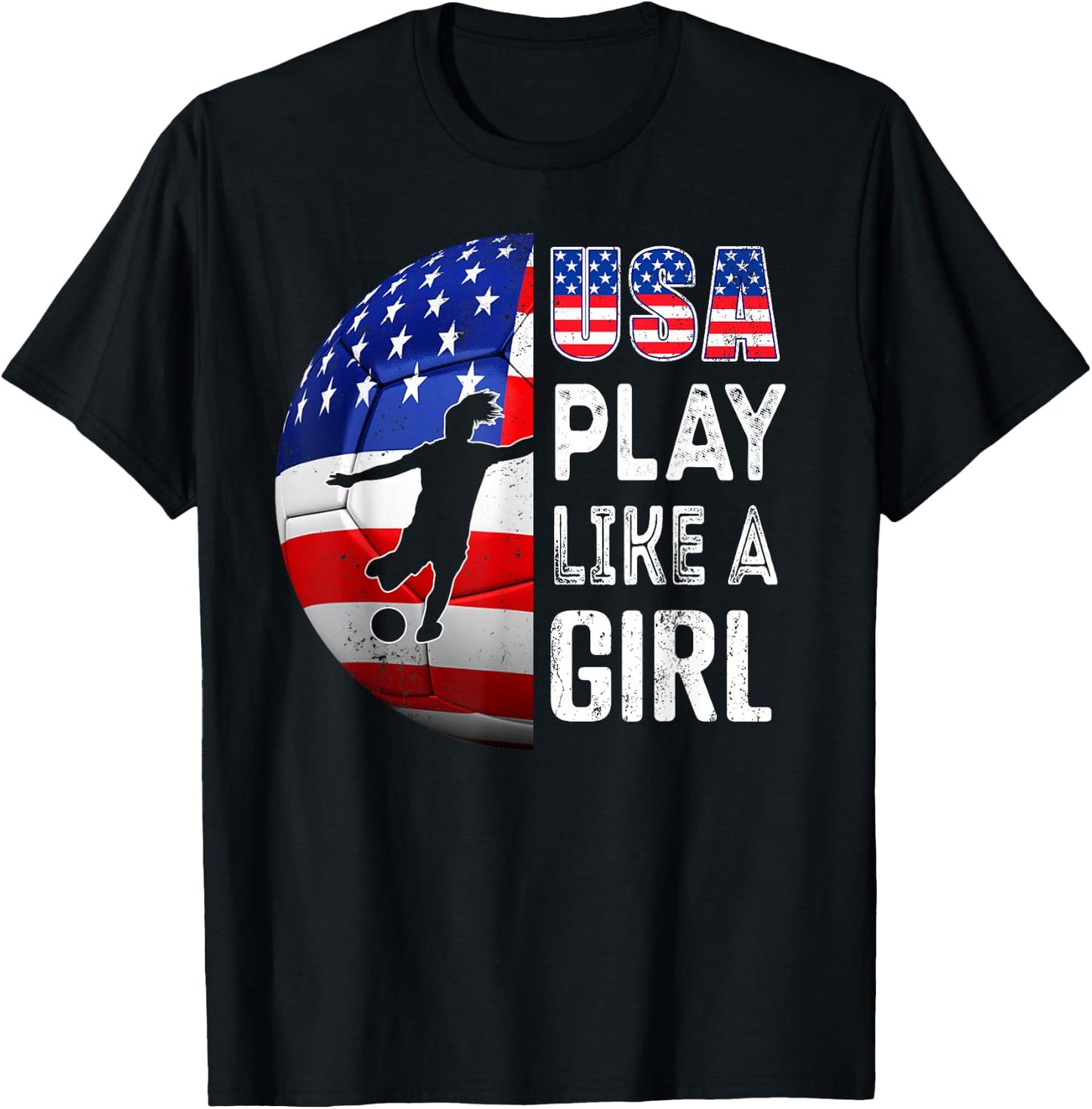 Play Like a Girl Soccer USA United States Women's T-Shirt - T-Shirt | Black