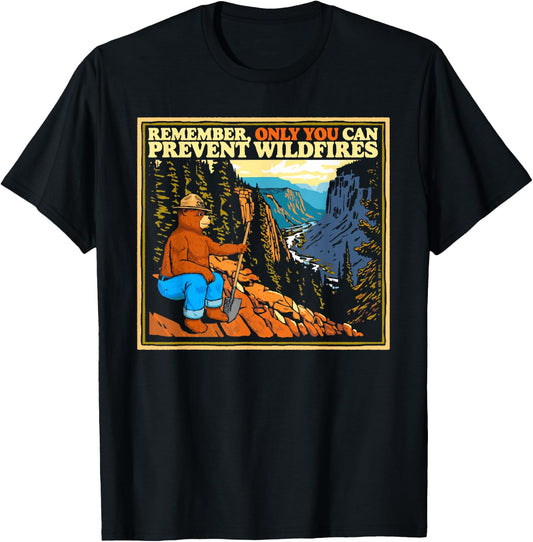 Vintage Style Smokey Bear Only You Retro Hiking T-Shirt - T-Shirt | Black