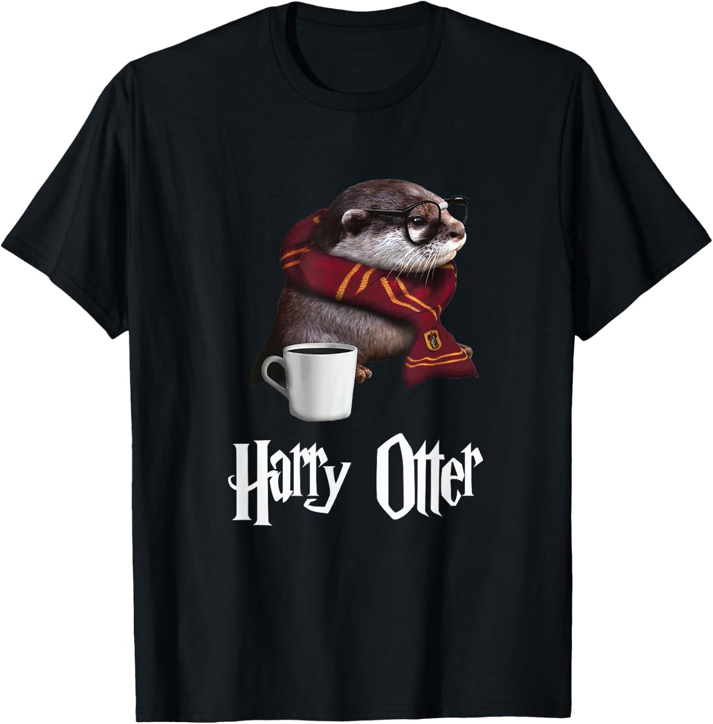 Harry Otter Cute and Funny Otter T-Shirt - T-Shirt | Black