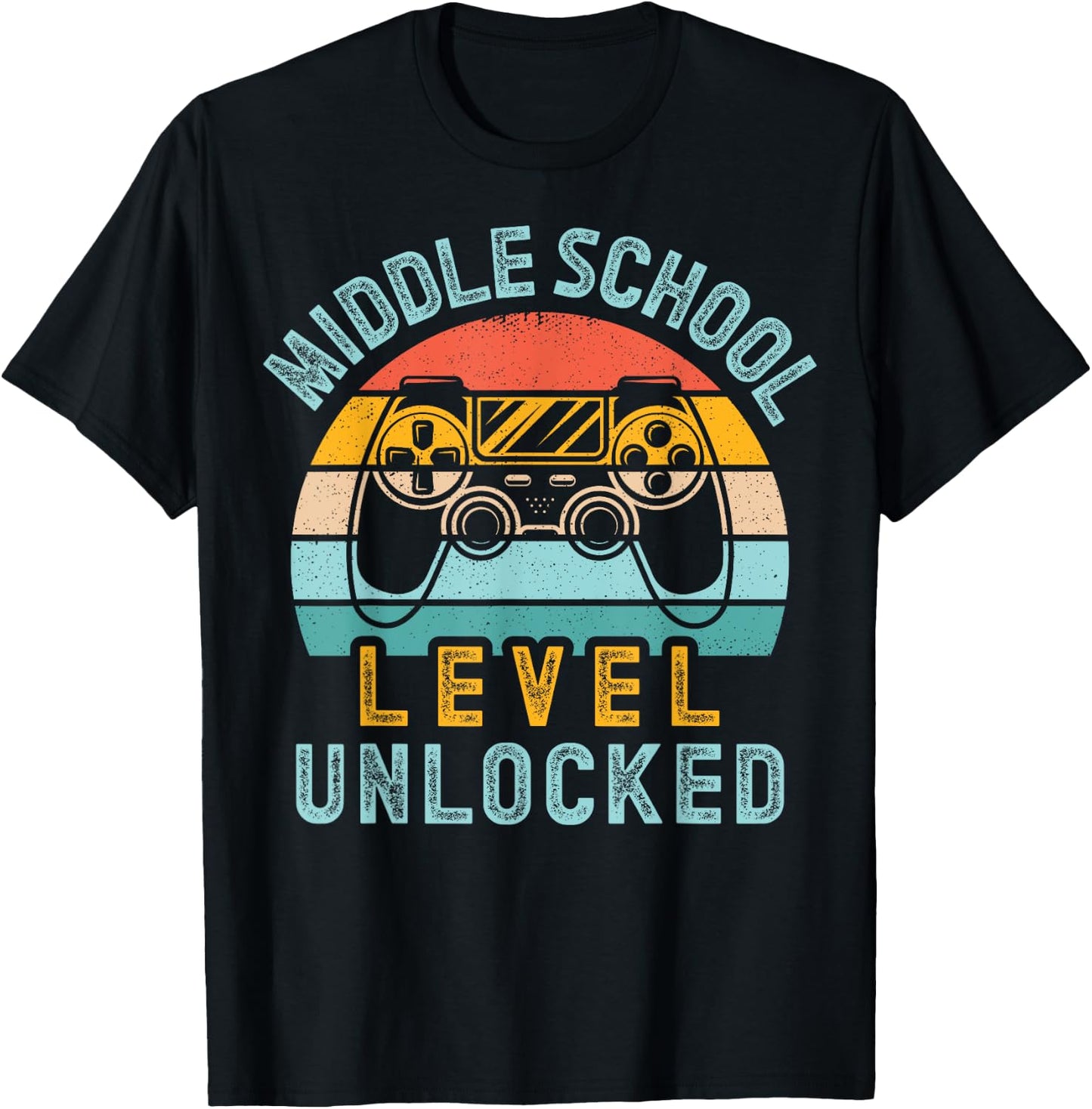 Middle School Level Unlocked Video Game Back to School Boy T-Shirt - T-Shirt | Black