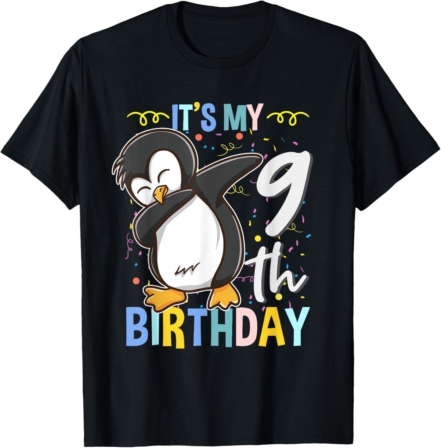 Its My 9th Birthday Dabbing Penguin T-Shirt - T-Shirt | Black