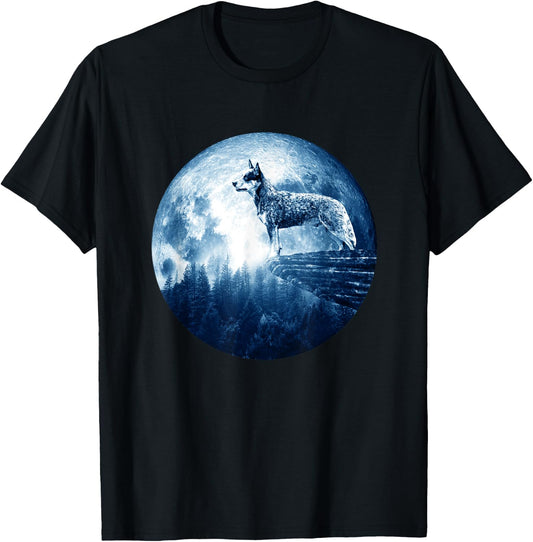 Australian Cattle Dog Moon Dog Mom Dad Women Men Dog Lovers T-Shirt - T-Shirt | Black