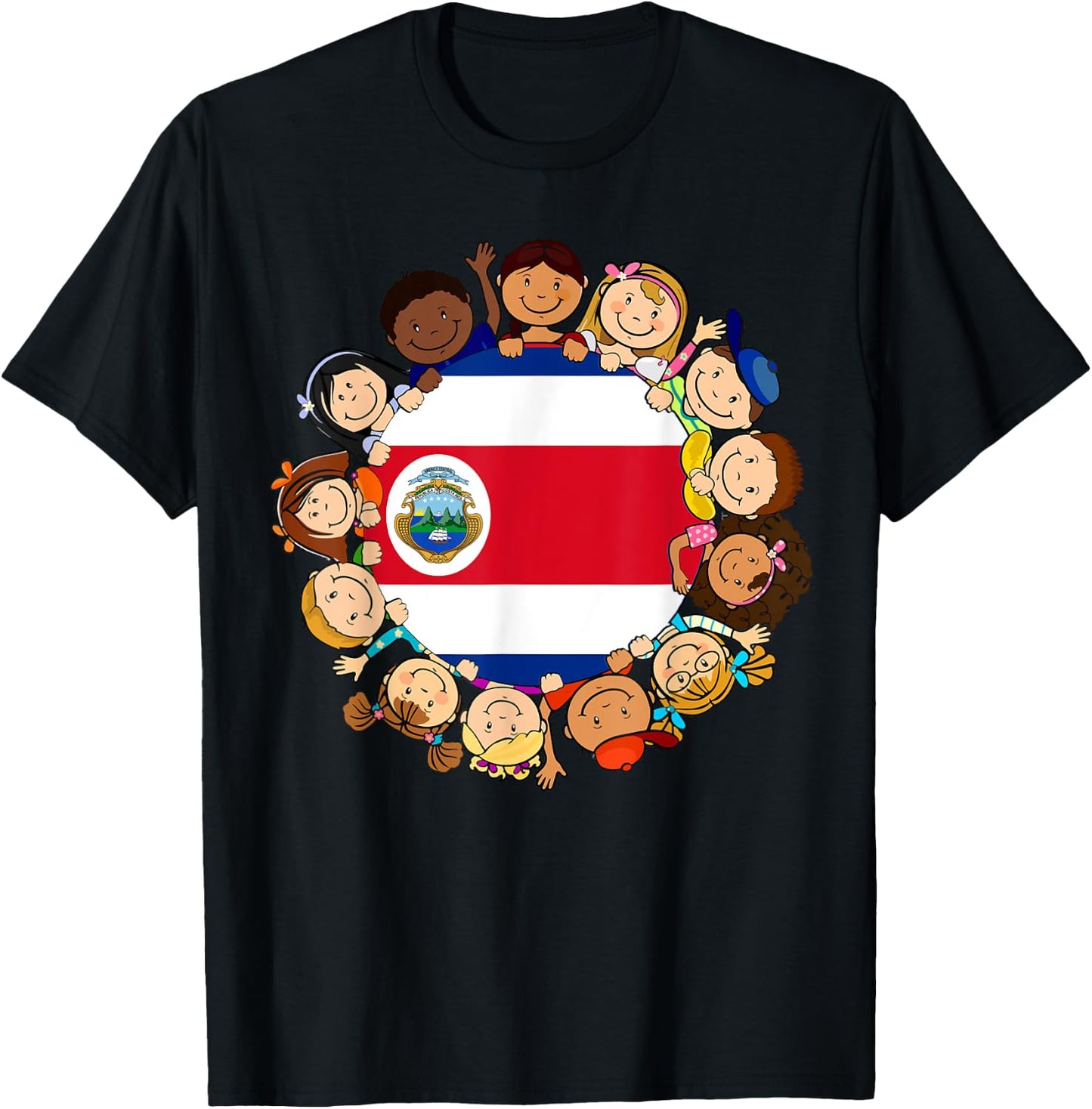 Costa Rica Flag Rican Kids Hispanic Heritage Month Boy Girl T-Shirt - T-Shirt | Black